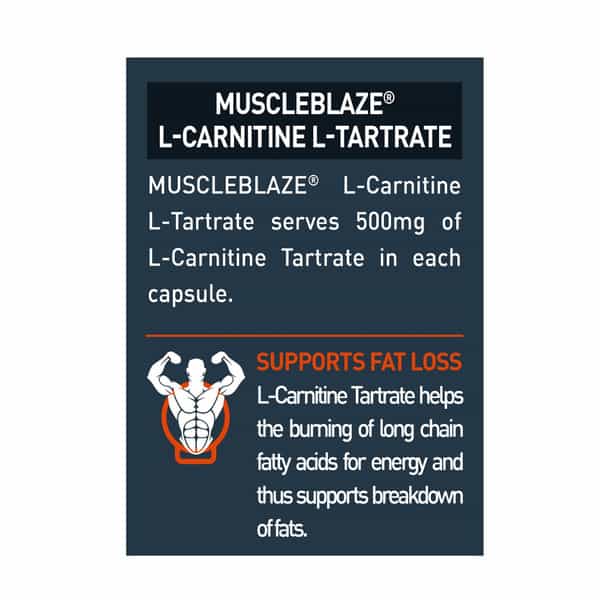 Muscleblaze L-Carnitine L-Tartrate (Unflavoured | 60 Capsules) | 500Mg L-Carnitine