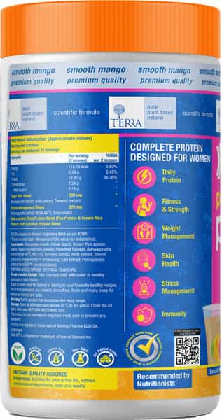 Fast&Up Plant Protein And Superfood For Women - Hormonal Balance - Skin | Hair - Mango- 450Gms