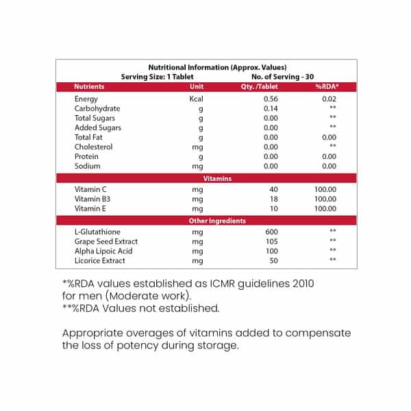 Brinton Nutrobril Tablet With Vitamin C | E | B3 & Grape Seed Extract | 30 Tablets