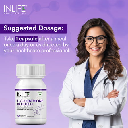 Inlife L Glutathione Reduced Supplement Vitamin C Milk Thistle- Skin Whitening 1000mg -30veg Caps
