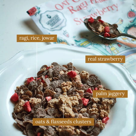 Monsoon Harvest Oat Clusters & Ragi Flakes With Strawberry 350g Pouch