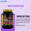 Healthvit Fitness Mass Gainer Xtra With Vitamins & Minerals Chocolate Flavour 1Kg / 2.2 Lbs