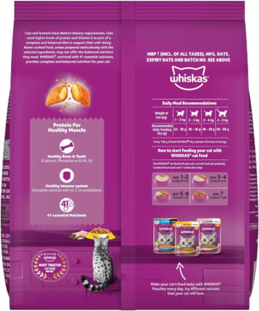 Whiskas Adult (1+ Years) Dry Cat Food | Chicken Flavour | 3 Kg