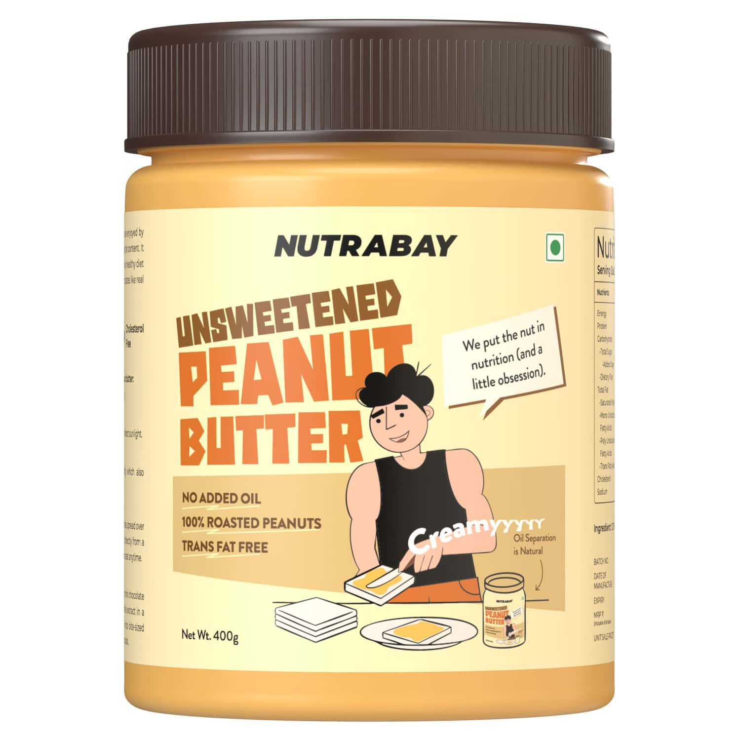 Nutrabay Foods All-natural Peanut Butter (creamy) - Unsweetened 400g