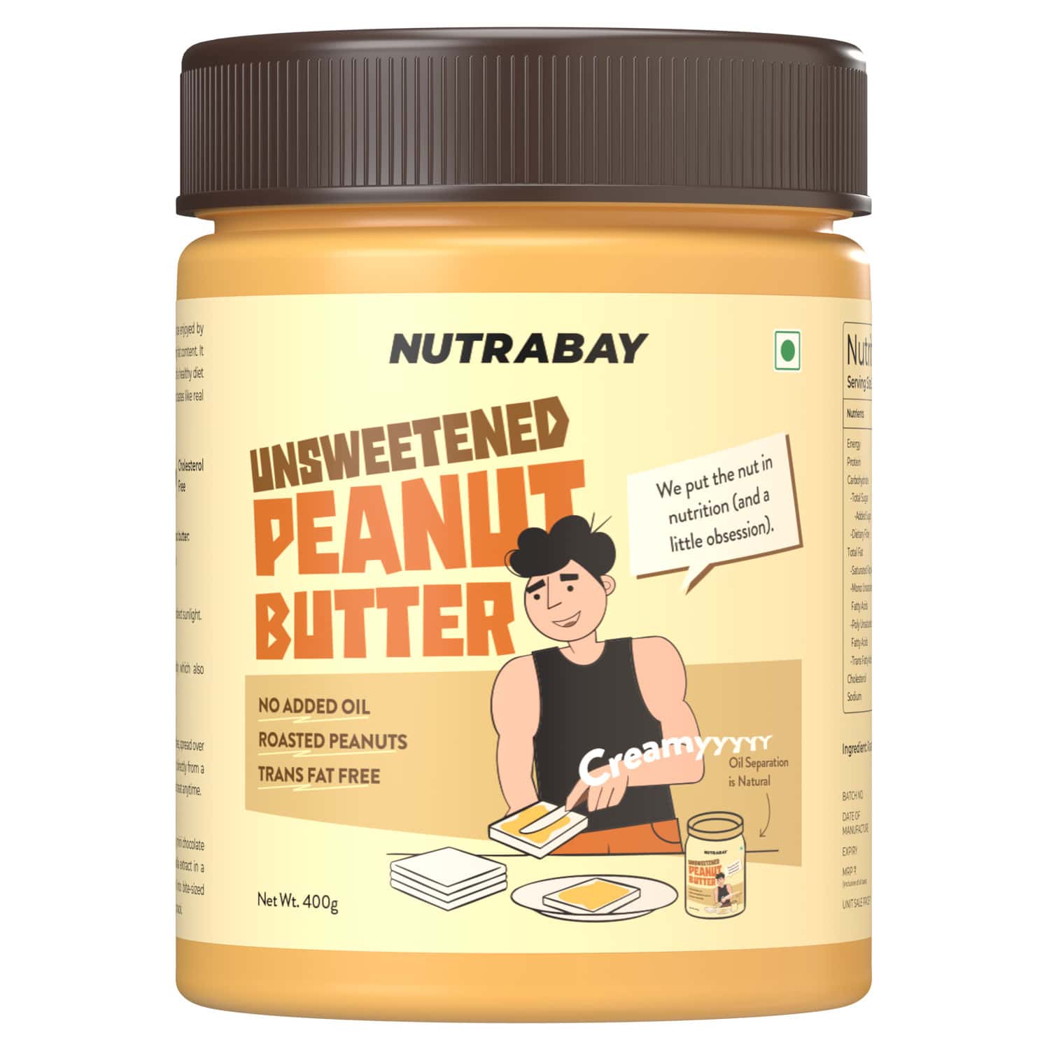 Nutrabay Foods All-natural Peanut Butter (creamy) - Unsweetened 400g