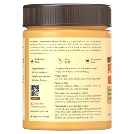 Nutrabay Foods All-Natural Peanut Butter (Creamy) - Unsweetened 400G