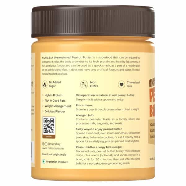 Nutrabay Foods All-Natural Peanut Butter (Creamy) - Unsweetened 400G