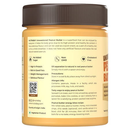 Nutrabay Foods All-Natural Peanut Butter (Creamy) - Unsweetened 400g