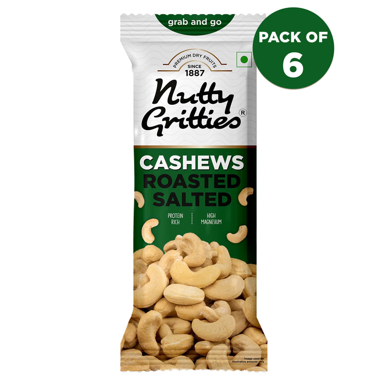 Nutty Gritties Cashews Roasted Lightly Salted - 240g (pack 6 X 40g Each)