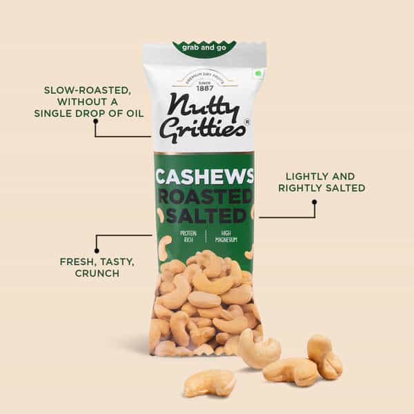Nutty Gritties Cashews Roasted Lightly Salted - 240G (Pack 6 X 40G Each)
