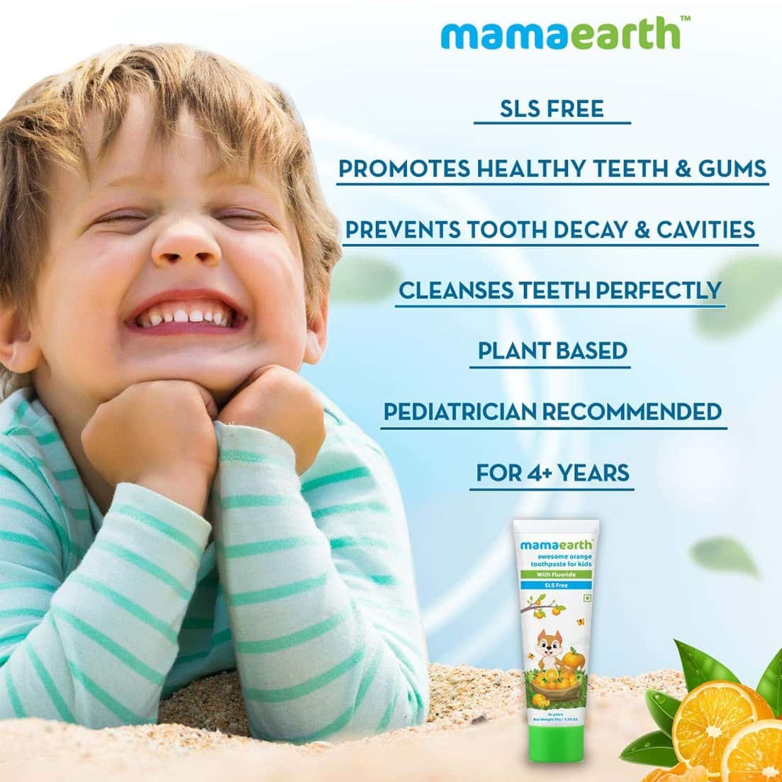 Buy MAMAEARTH NATURAL ORANGE TOOTHPASTE TUBE OF 50 G Online & Get Upto