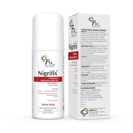 Fixderma Nigrifix Underarm Velvet Musk Roll On Brightenss Underarm For Sensitive Skin 60 Ml