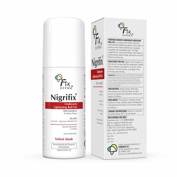 Fixderma Nigrifix Underarm Velvet Musk Roll On Brightenss Underarm For Sensitive Skin 60 Ml