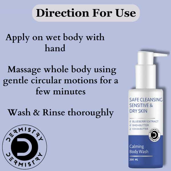 Dermistry Sensitive & Dry Skin Paraben Free Calming Creamy Moisturizing Gentle Body Wash & Face Wash
