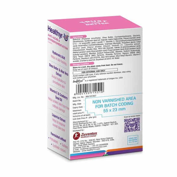 Healthyr-U Anti-Acne & Hyperpigmentation Tube Of 30Gm Cream