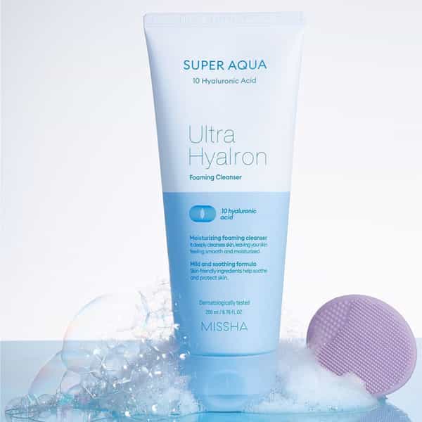 Missha Super Aqua Ultra Hyalron Foaming Cleanser - Korean Face Cleanser - Korean Skincare - 200Ml