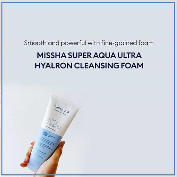 Missha Super Aqua Ultra Hyalron Foaming Cleanser - Korean Face Cleanser - Korean Skincare - 200Ml