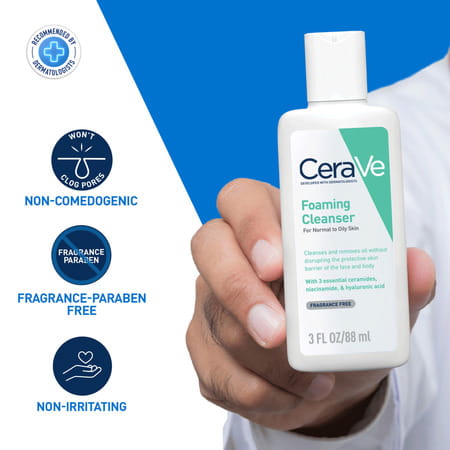 Cerave Foaming Daily Gel Cleanser For Normal To Oily Skin - 88ml