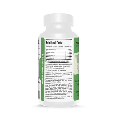 Sharrets Vitamin C D & E | 60 Capsules | Immunity Supplement