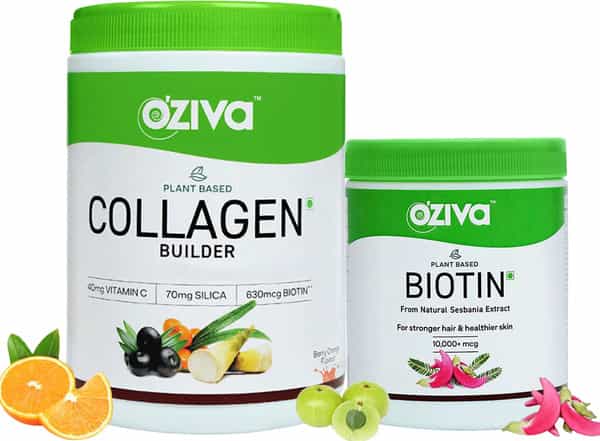 Oziva Collagen Builder 250G + Oziva Biotin 125G | Healthy Skin & Strong Hair