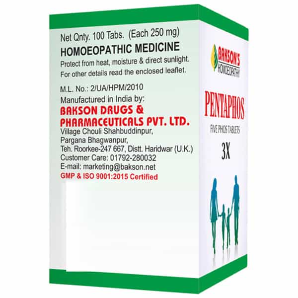 Baksons Homoeopathy Pentaphos Tablet 3X 100 No's