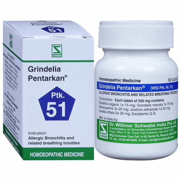 Dr. Willmar Schwabe India Grindelia Pentarkan Ptk 51 Tablet 20 No's