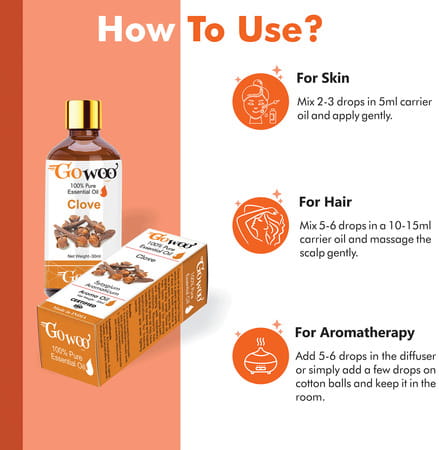 Go Woo 100% Pure Clove Bud Pure And Virgin Oil Therapeutic Grade 30 Ml
