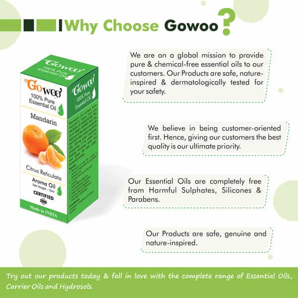 Go Woo 100% Pure Mandarin Oil For Hair Skin & Aromatherapy 10 Ml