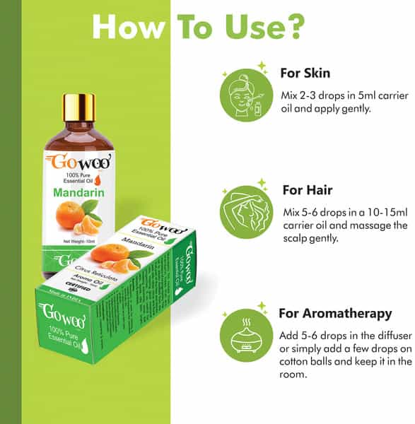 Go Woo 100% Pure Mandarin Oil For Hair Skin & Aromatherapy 10 Ml
