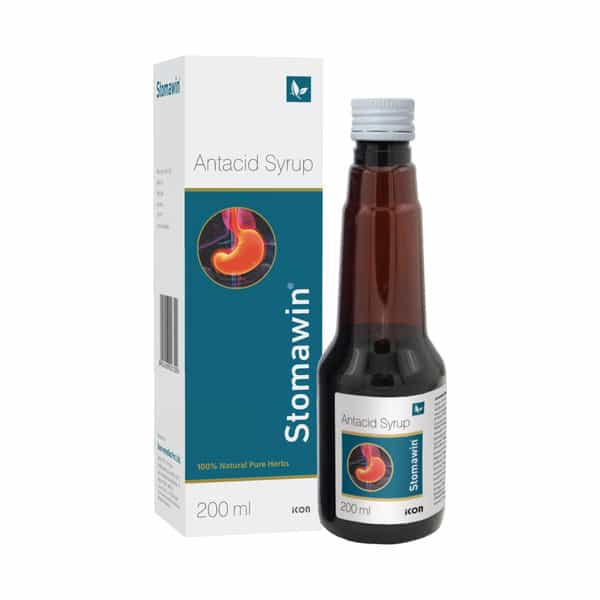 Buy STOMAWIN SYRUP 200 ML BLEND OF AYURVEDIC HERBS HELPS IN GAS AND