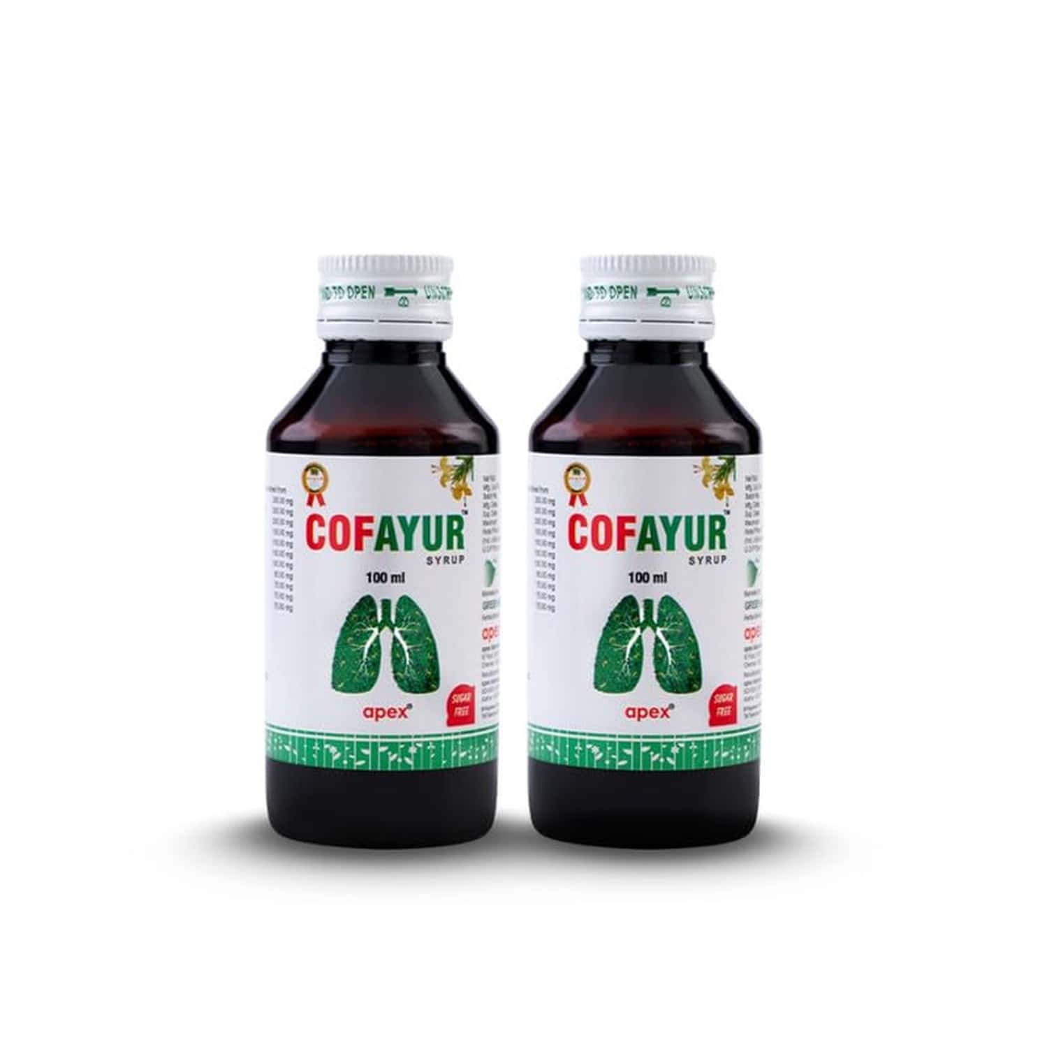 Green Milk Cofayur Syrup | Ayurvedic Cough Syrup For Throat & Respiratory Care | 100 Ml | Pack Of 2