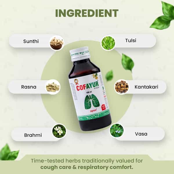 Green Milk Cofayur Syrup | Ayurvedic Cough Syrup For Throat & Respiratory Care | 100 Ml | Pack Of 2
