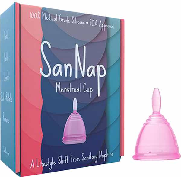 Sannap Fda Approved Reusable Menstrual Cup With Medical Grade Silicone Medium (Pink)