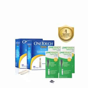 Onetouch Verio Test Strips | Pack Of 100 Strips With 100 Onetouch Delica Plus Lancets
