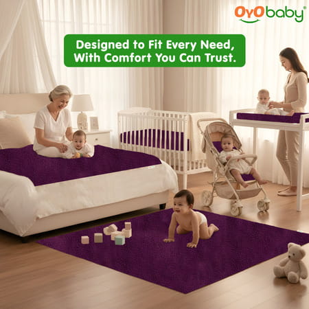 Oyo Baby Waterproof Bed Protector Baby Dry Sheet Large Plum (100 Cm X 140 Cm)