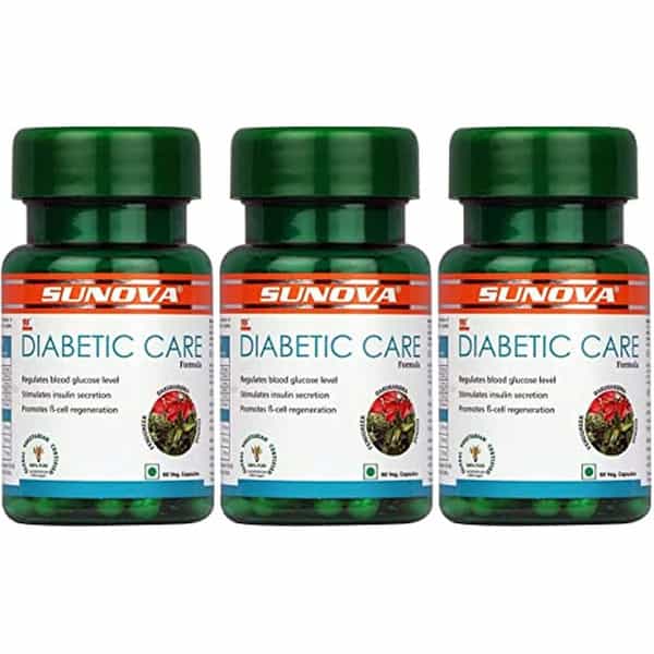 Sunova Diabetic Care Capsules | Fenugreek Gudmar And Daruharidra Extract - 60 Veg Capsules | 3 Packs