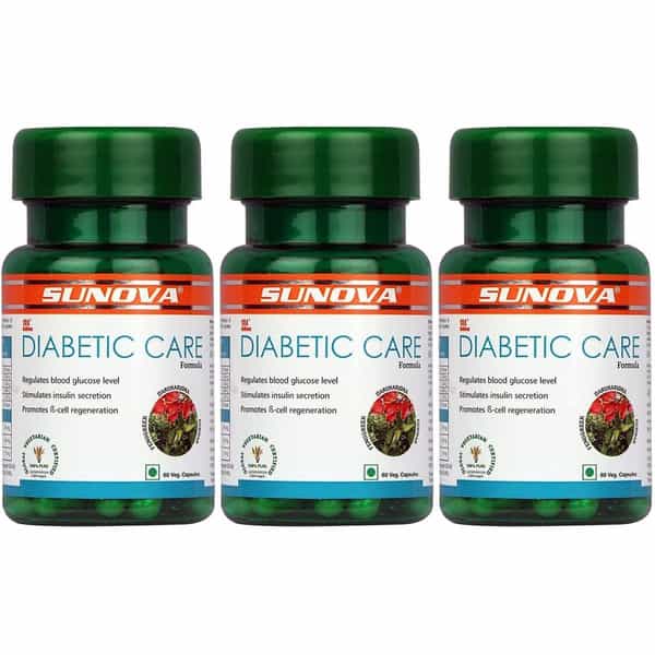 Sunova Diabetic Care Capsules | Fenugreek Gudmar And Daruharidra Extract - 60 Veg Capsules | 3 Packs