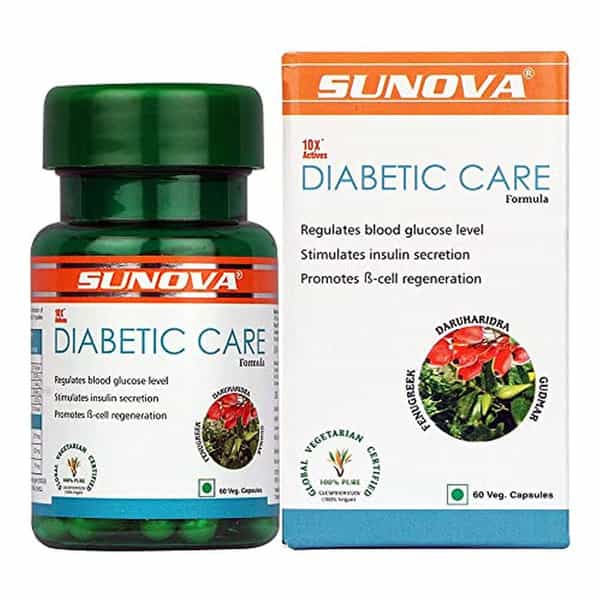 Sunova Diabetic Care Capsules | Fenugreek Gudmar And Daruharidra Extract - 60 Veg Capsules | 3 Packs