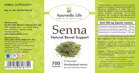 Al-Ayurvedic Life Senna Capsules - 700 Capsules Value Pack Of 5