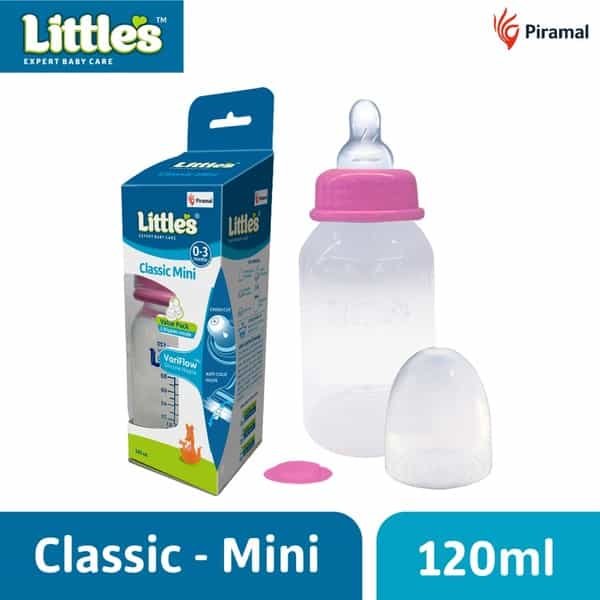 Little's Classic Mini Pink Feeding Bottle - 120Ml