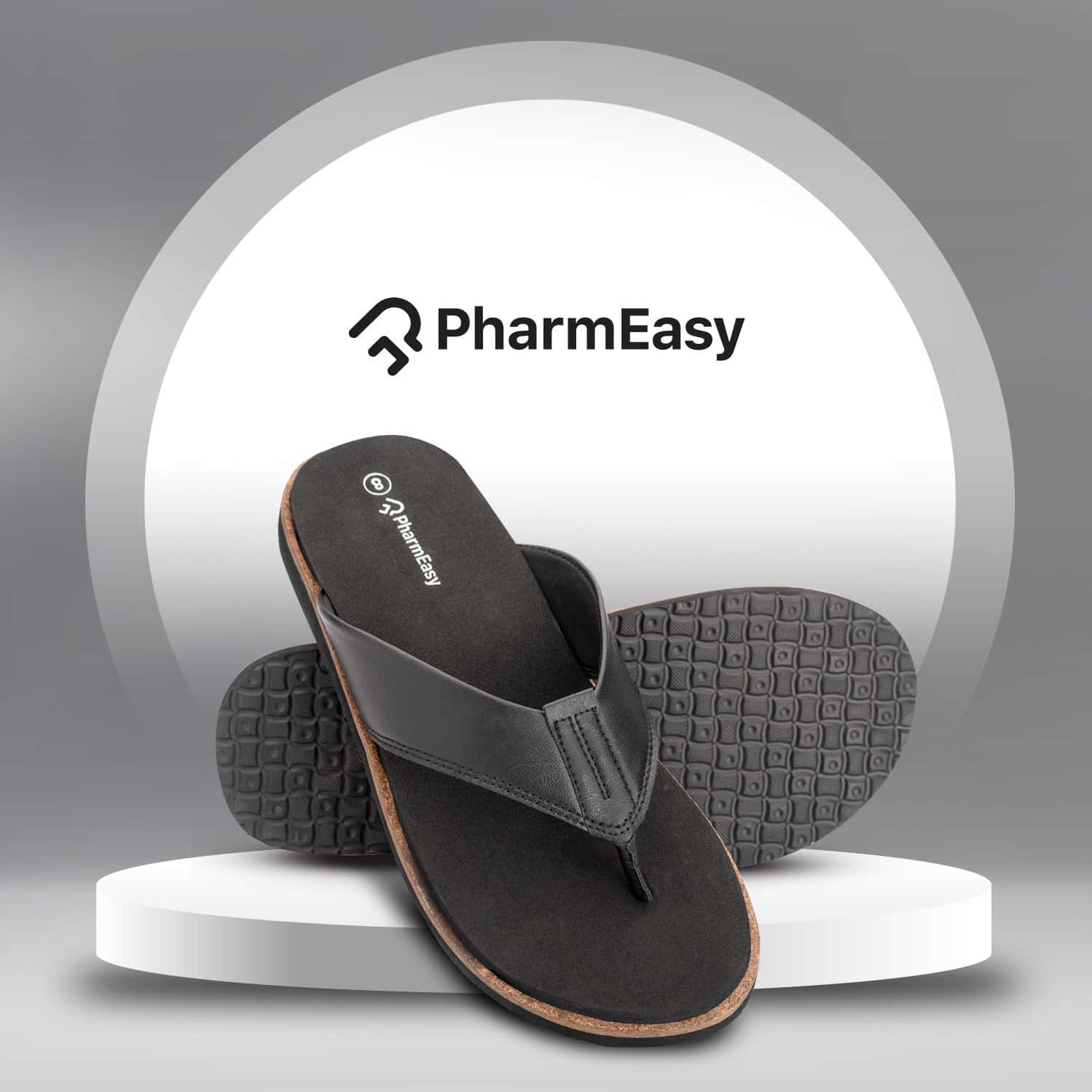 Pharmeasy Men's Diabetic & Orthopedic Slippers - Coal Black - Size Uk 8