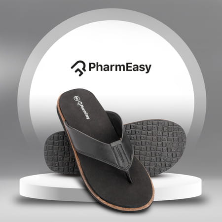 Pharmeasy Men'S Diabetic & Orthopedic Slippers - Coal Black - Size Uk 8