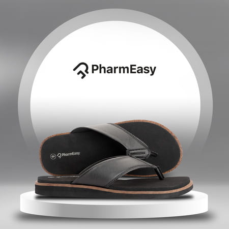 Pharmeasy Men'S Diabetic & Orthopedic Slippers - Coal Black - Size Uk 8