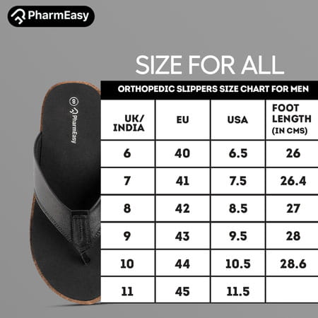 Pharmeasy Men'S Diabetic & Orthopedic Slippers - Coal Black - Size Uk 8