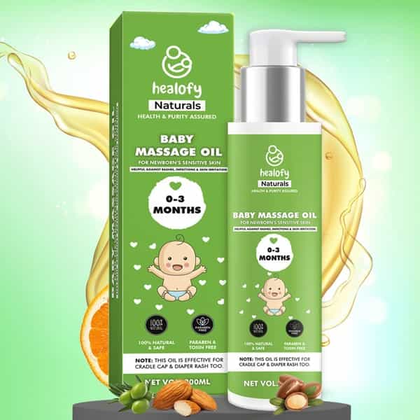 Healofy Naturals Massage Oil For 0 To 3 Months Old -200Ml