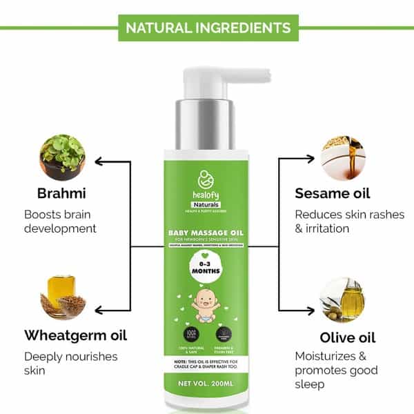 Healofy Naturals Massage Oil For 0 To 3 Months Old -200Ml