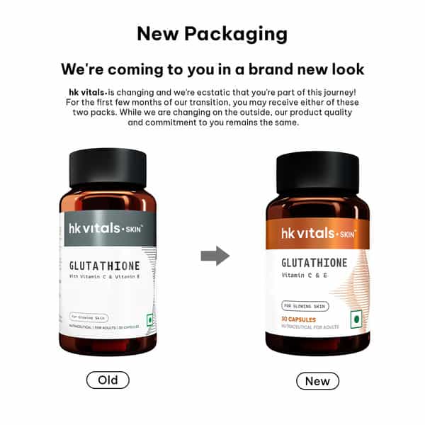 Hk Vitals Glutathione (30 Veg Capsules) | With Vitamin C & E | Biotin | For Skin Glow And Hydration