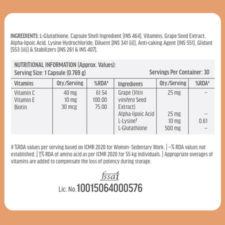 Hk Vitals Glutathione With Vitamin C For Clear Skin (30 No)