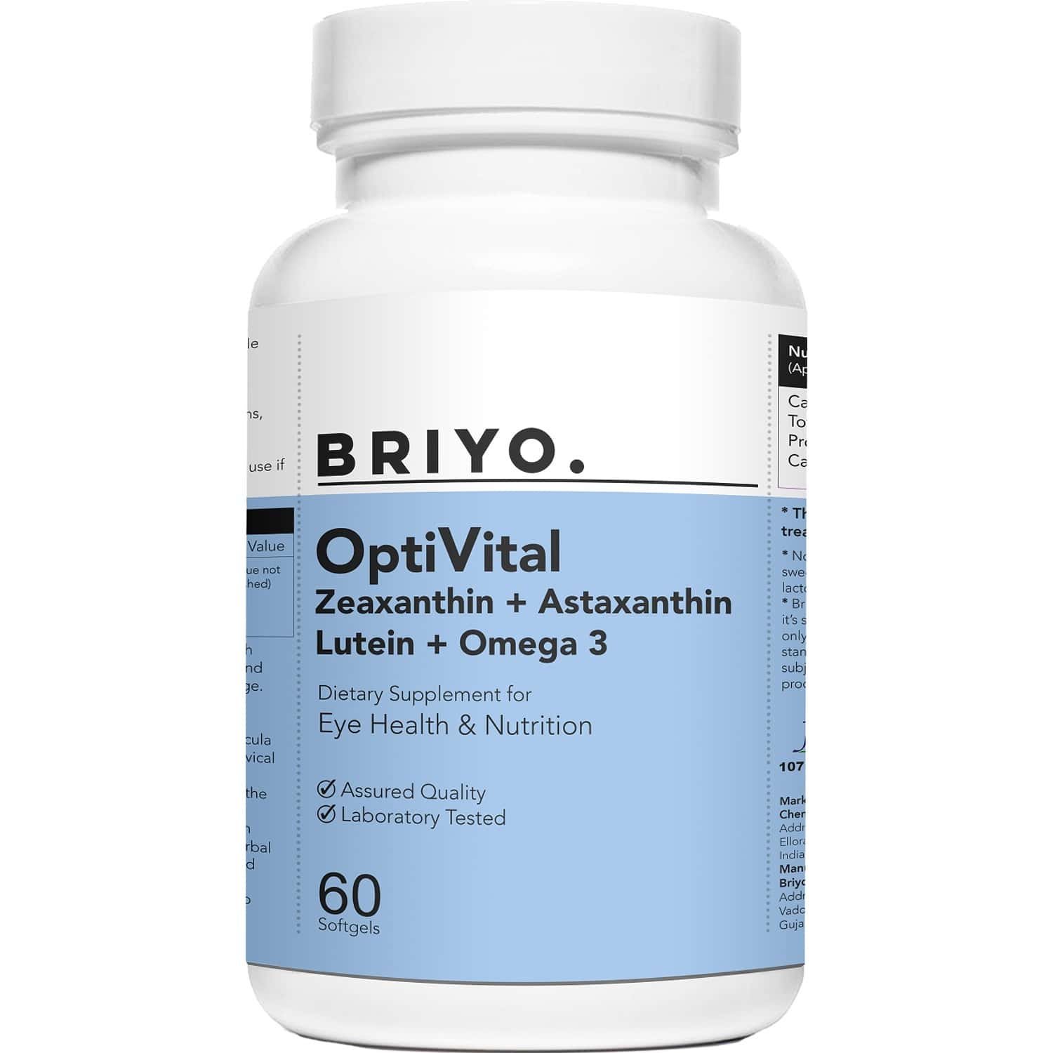 Buy BRIYO OPTIVITAL ZEAXANTHIN + ASTAXANTHIN + LUTEIN + OMEGA 3