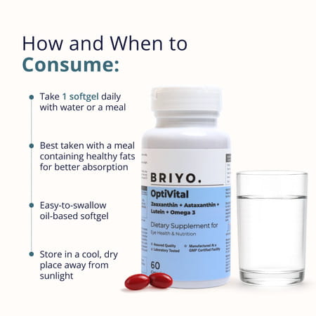 Briyo Optivital - Zeaxanthin + Astaxanthin + Lutein + Omega 3
